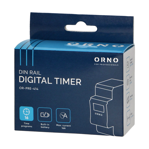 Elektroniczny programator czasowy, 16 programów, 2 moduły, DIN TH-35mm