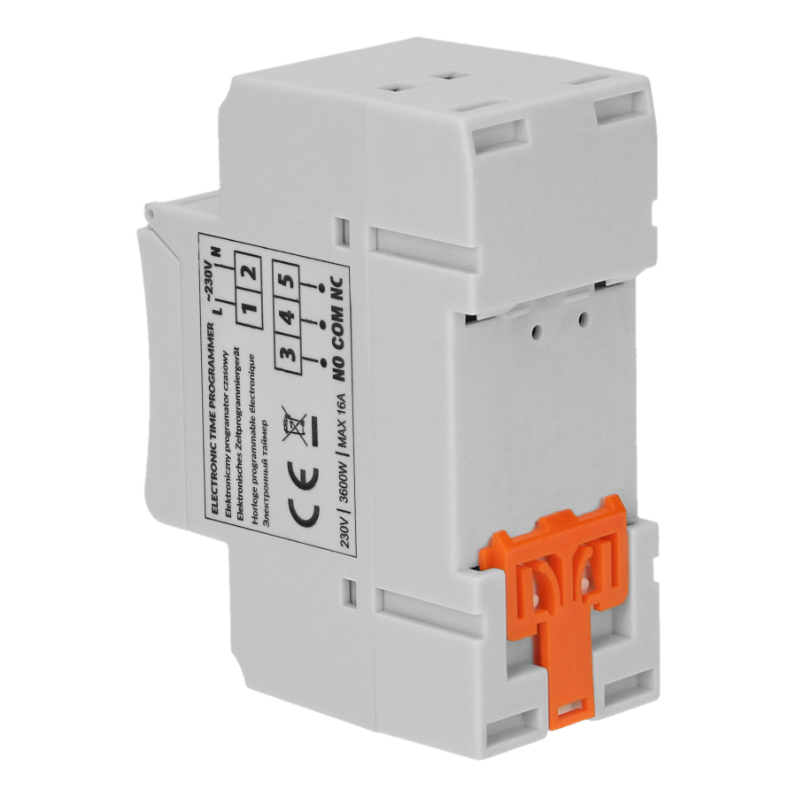Elektroniczny programator czasowy, 16 programów, 2 moduły, DIN TH-35mm
