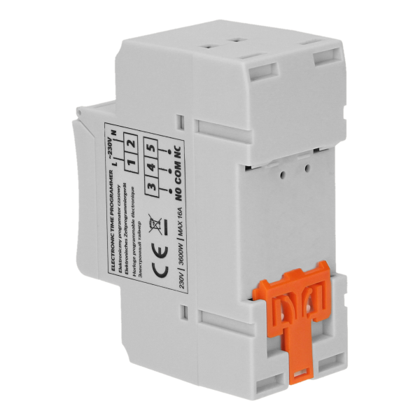 Elektroniczny programator czasowy, 16 programów, 2 moduły, DIN TH-35mm