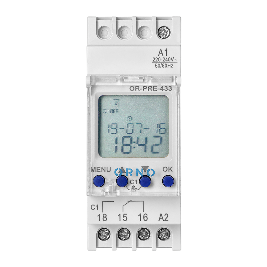 Elektroniczny programator czasowy, 52 programy, 3 języki menu, 2 moduły, DIN TH-35mm