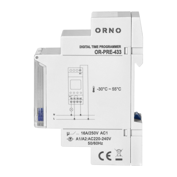 Elektroniczny programator czasowy, 52 programy, 3 języki menu, 2 moduły, DIN TH-35mm
