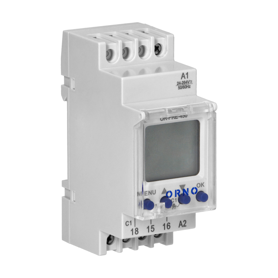 DIN rail digital timer, 100 programmes, 3 menu languages, 1 chanel, max.16A/230V, 2 modules wide