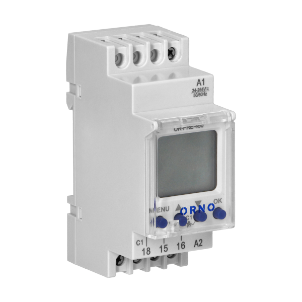 DIN rail digital timer, 100 programmes, 3 menu languages, 1 chanel, max.16A/230V, 2 modules wide