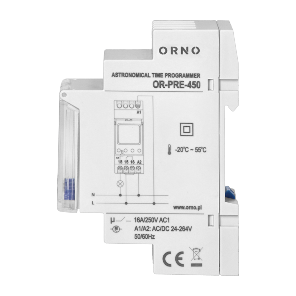 DIN rail digital timer, 100 programmes, 3 menu languages, 1 chanel, max.16A/230V, 2 modules wide