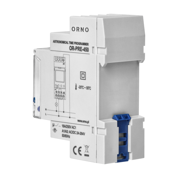 DIN rail digital timer, 100 programmes, 3 menu languages, 1 chanel, max.16A/230V, 2 modules wide