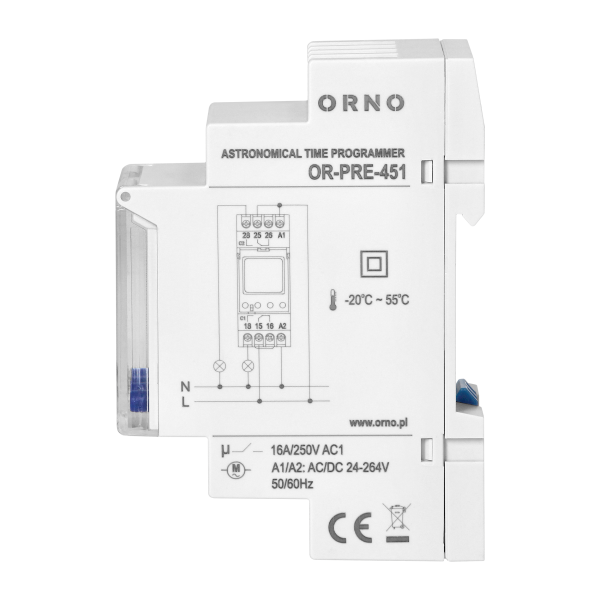 DIN rail digital timer, 100 programmes, 3 menu languages, 2 chanel, max.16A/230V, 2 modules wide