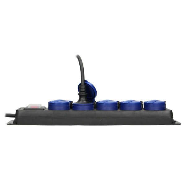 Heavy-duty, splash-proof extension sockets, rubber cord, IP44, H05RR-F 3x1.5mm² - 5m, 5x2P+E (schuko)