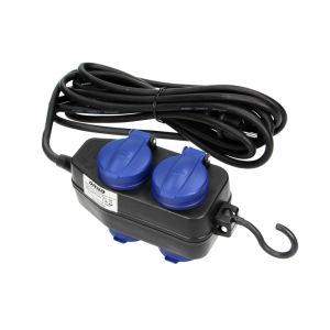 Heavy-duty, splash-proof extension sockets, rubber cord, IP44, H05RR-F 3x1.5mm² - 5m, 2+2 x 2P+E(schuko)