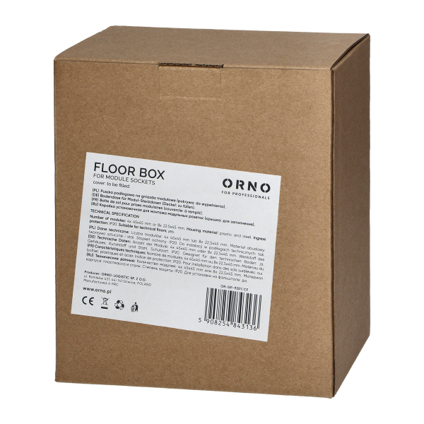 Floor box for module sockets 4 x 45x45mm or 8 x 22.5x45mm, cover: own material, black