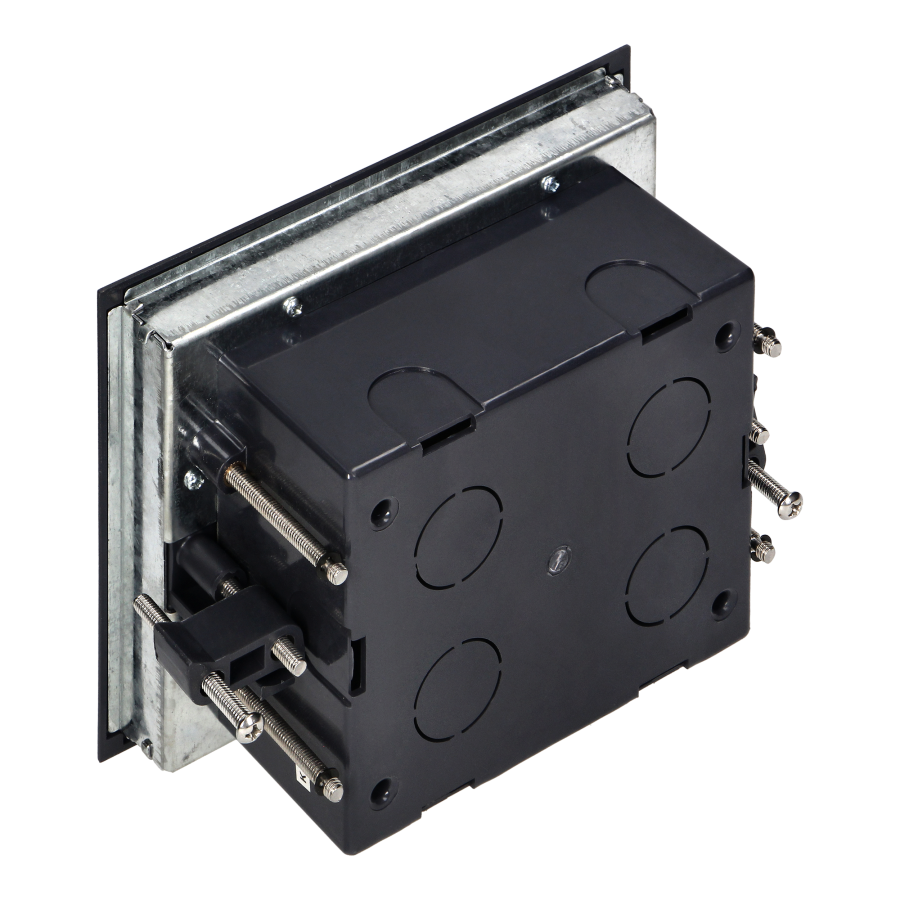 Floor box for module sockets 4 x 45x45mm or 8 x 22.5x45mm, cover: own material, black