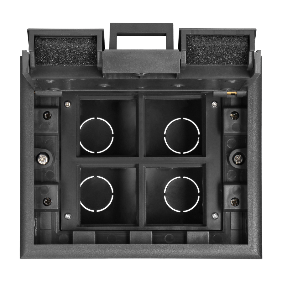 Floor box for module sockets 4 x 45x45mm or 8 x 22.5x45mm, cover: own material, black