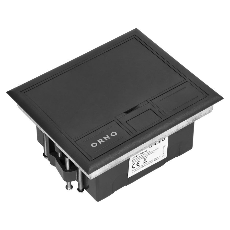 Floor box for module sockets 4 x 45x45mm or 8 x 22.5x45mm, cover: plastic, black