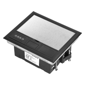 Floor box for module sockets 4 x 45x45mm or 8 x 22.5x45mm, cover: stainless steel, black