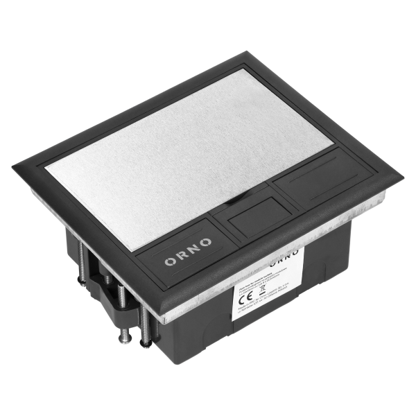 Puszka podłogowa na gniazda modułowe 4 x 45x45mm lub 8 x 22,5x45mm, pokrywa: stal nierdzewna, czarna