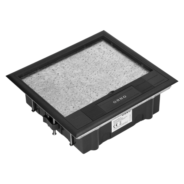 Puszka podłogowa na gniazda modułowe 6 x 45x45mm lub 12 x 22,5x45mm, pokrywa: materiał własny, czarna