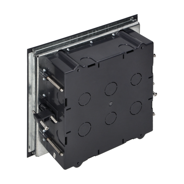 Floor box for module sockets 6 x 45x45mm or 12 x 22.5x45mm, cover: own material, black