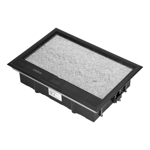 Puszka podłogowa na gniazda modułowe 8 x 45x45mm lub 16 x 22,5x45mm, pokrywa: materiał własny, czarna