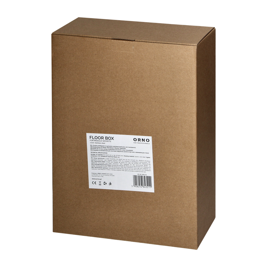 Floor box for module sockets 8 x 45x45mm or 16 x 22.5x45mm, cover: plastic, black