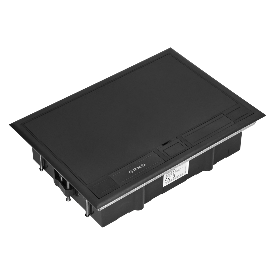 Floor box for module sockets 8 x 45x45mm or 16 x 22.5x45mm, cover: plastic, black