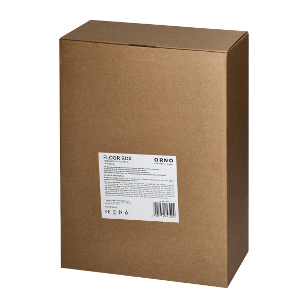 Floor box for module sockets 8 x 45x45mm or 16 x 22.5x45mm, cover: stainless steel, black