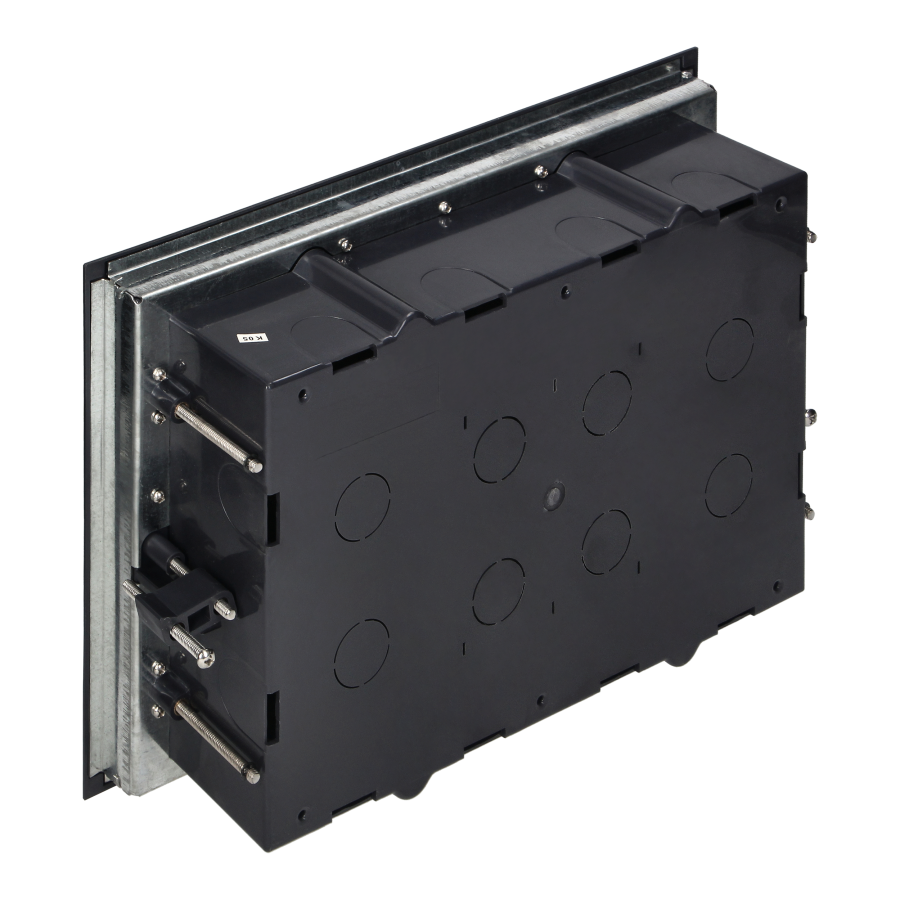 Puszka podłogowa na gniazda modułowe 8 x 45x45mm lub 16 x 22,5x45mm, pokrywa: stal nierdzewna, czarna