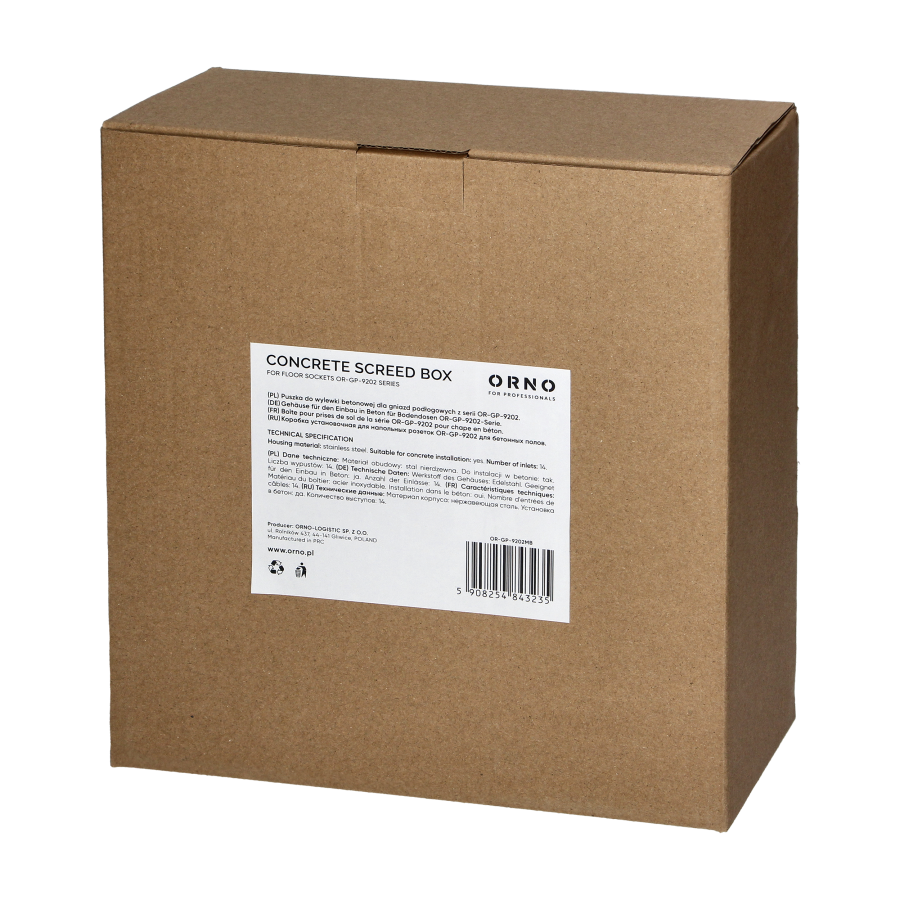 Concrete screed box for floor sockets OR-GP-9202 series