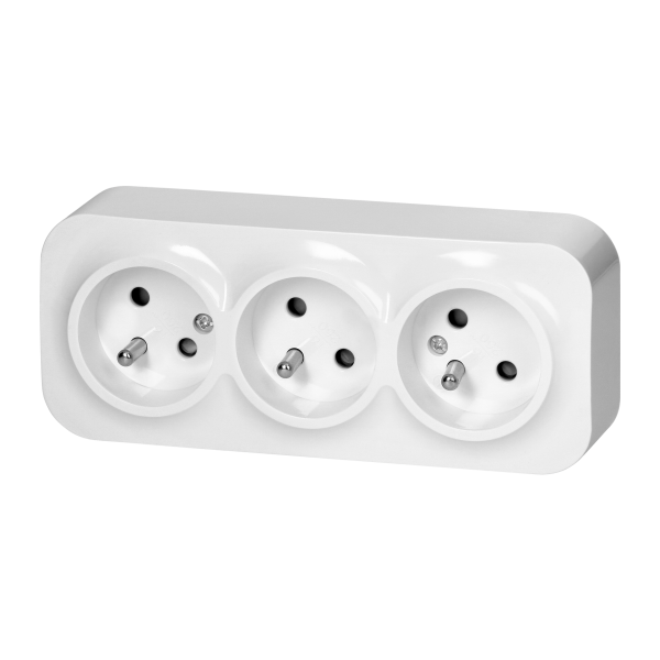 Gniazdo potrójne ToDo 2P+Z IP20, 16A, 230V AC, biały