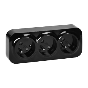 3-gang wall socket ToDo, 2P+E, IP20, 16A, 230V AC, black, 10 pieces