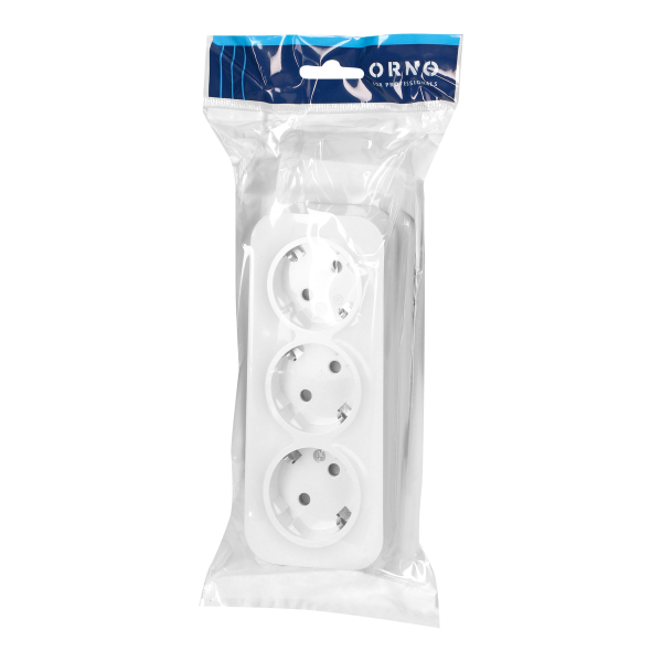 Gniazdo potrójne ToDo 2P+Z Schuko IP20, 16A, 230V AC, biały