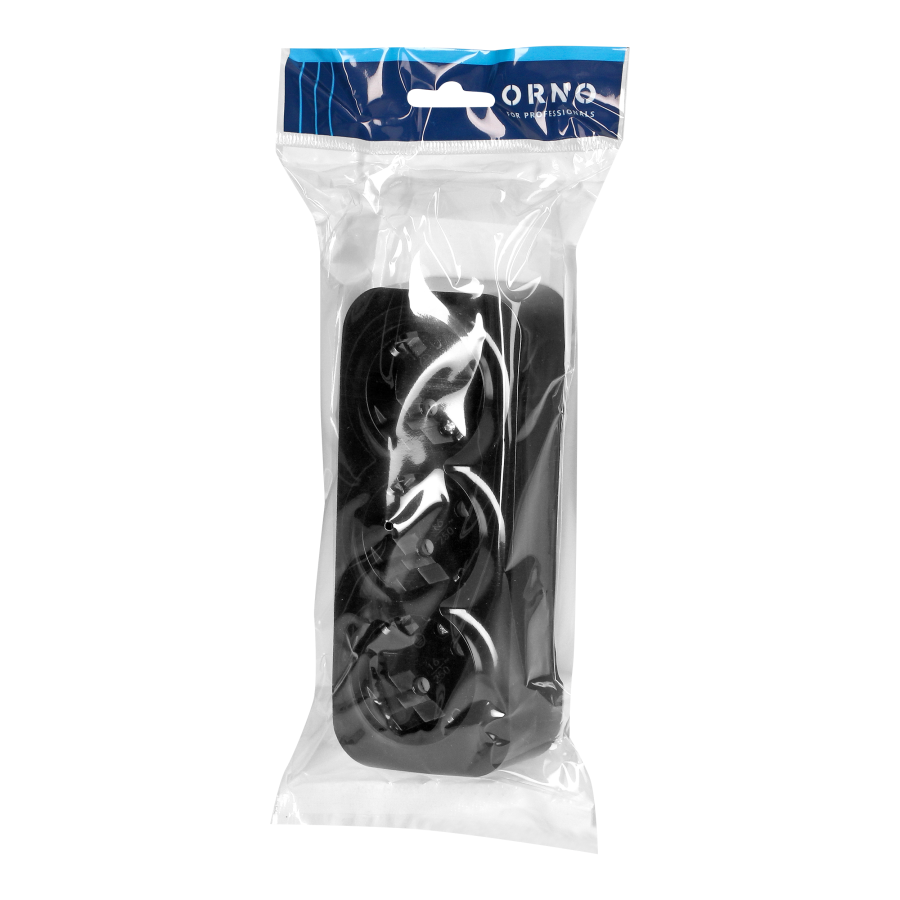3-gang wall socket ToDo, 2P+E, Schuko type, IP20, 16A, 230V AC, black