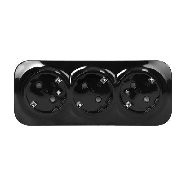 3-gang wall socket ToDo, 2P+E, Schuko type, IP20, 16A, 230V AC, black, 10 pieces 3-gang wall socket ToDo, 2P+E, Schuko type, IP20, 16A, 230V AC, black, 10 pieces