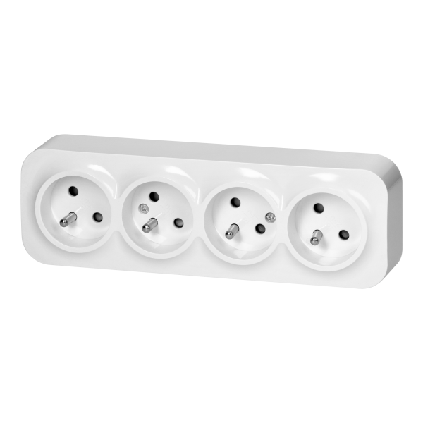 4-gang wall socket ToDo, 2P+E, IP20, 16A, 230V AC, white 4-gang wall socket ToDo, 2P+E, IP20, 16A, 230V AC, white