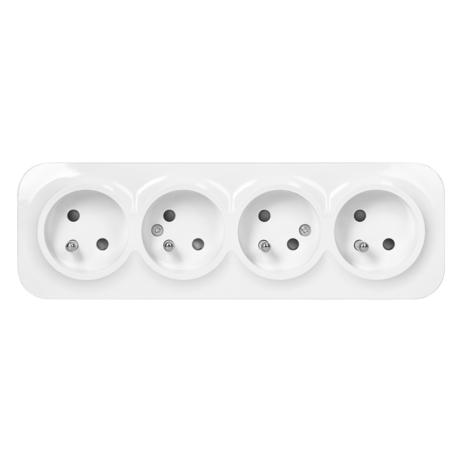 4-gang wall socket ToDo, 2P+E, IP20, 16A, 230V AC, white, 8 pieces