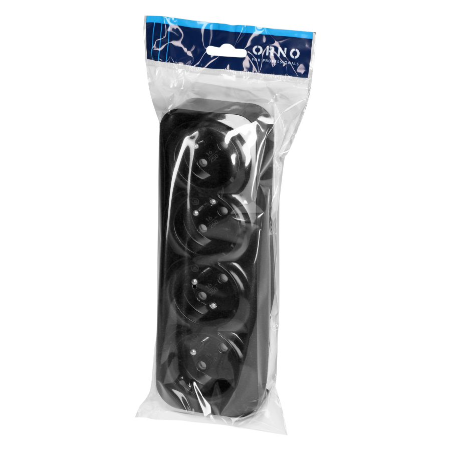 Gniazdo poczwórne ToDo 2P+Z IP20, 16A, 230V AC, czarny
