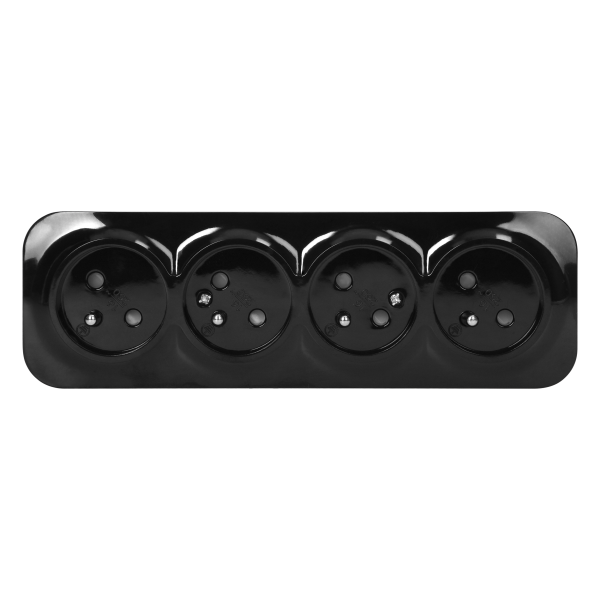 4-gang wall socket ToDo, 2P+E, IP20, 16A, 230V AC, black 4-gang wall socket ToDo, 2P+E, IP20, 16A, 230V AC, black