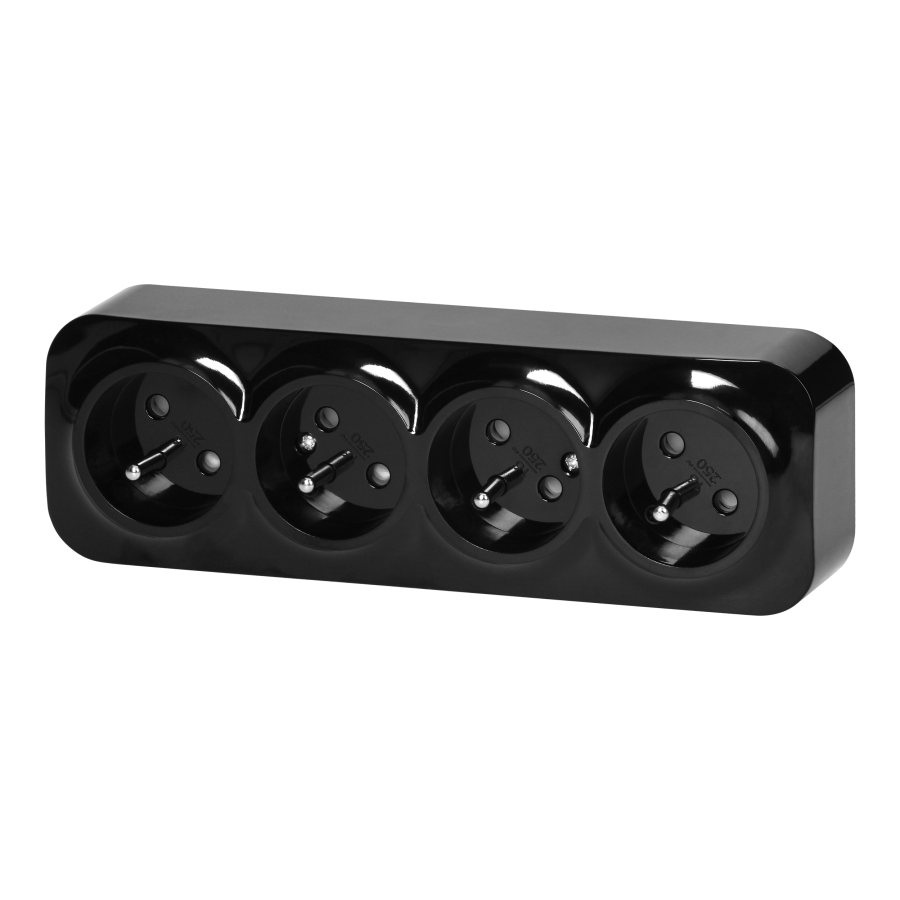Gniazdo poczwórne ToDo 2P+Z IP20, 16A, 230V AC, czarny