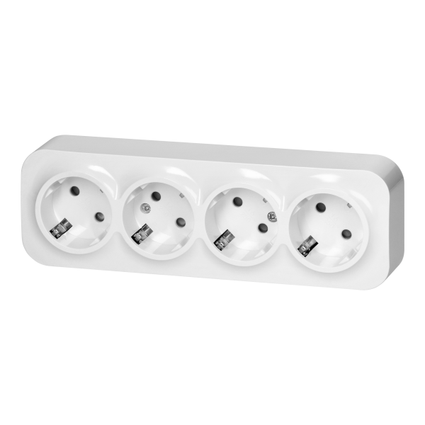 4-gang wall socket ToDo, 2P+E, Schuko type, IP20, 16A, 230V AC, white 4-gang wall socket ToDo, 2P+E, Schuko type, IP20, 16A, 230V AC, white