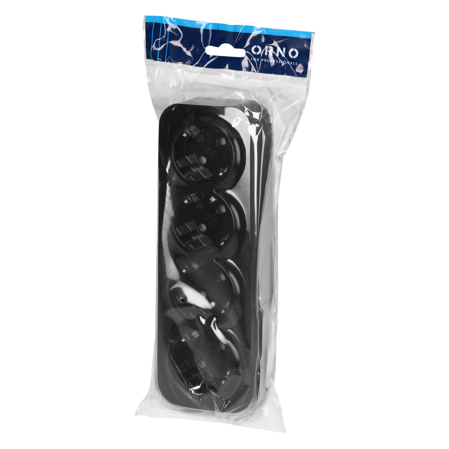 4-gang wall socket ToDo, 2P+E, Schuko type, IP20, 16A, 230V AC, black