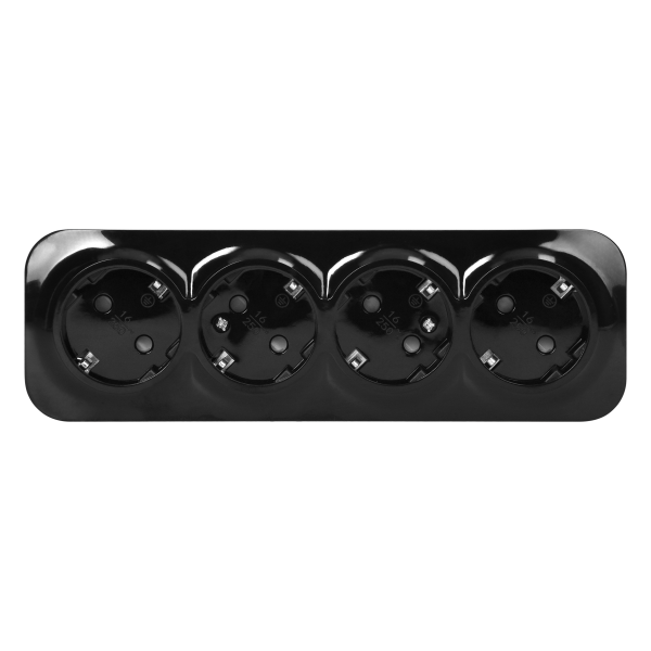 Gniazdo poczwórne ToDo 2P+Z Schuko IP20, 16A, 230V AC, czarny, 8 sztuk
