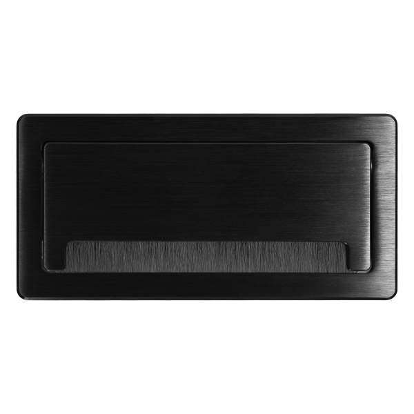 Recessed furniture socket with flat milled edge, anti-dust brush and 1.5m cable, 2x2P+E (Schuko), 2x USB (type A+C; 3.6A), 2xNET, black Recessed furniture socket with flat milled edge, anti-dust brush and 1.5m cable, 2x2P+E (Schuko), 2x USB (type A+C; 3.6A), 2xNET, black