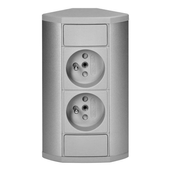 Furniture socket 2x2P+E, silver Furniture socket 2x2P+E, silver