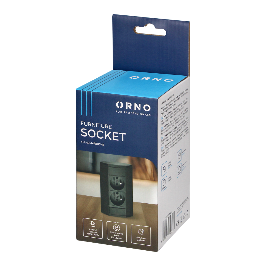 Furniture socket 2x2P+E, black