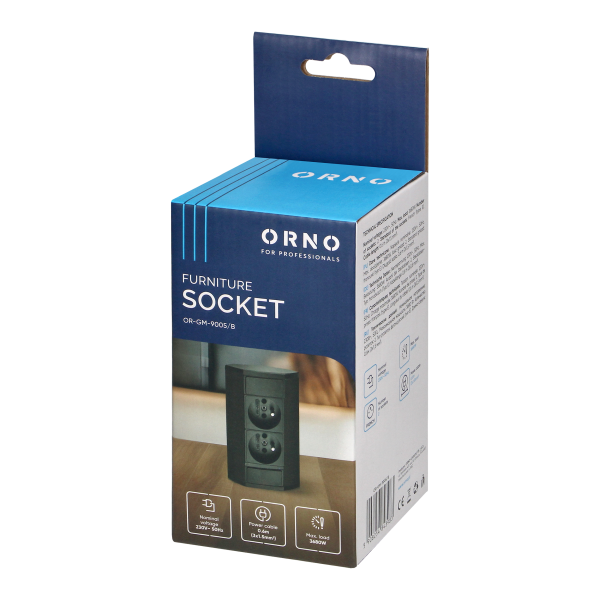 Furniture socket 2x2P+E, black