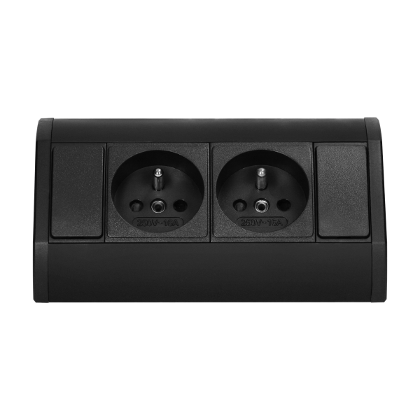 Furniture socket 2x2P+E, black