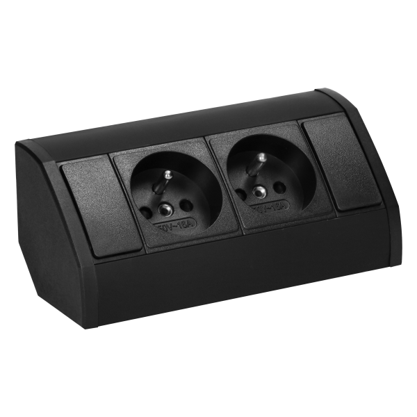 Furniture socket 2x2P+E, black