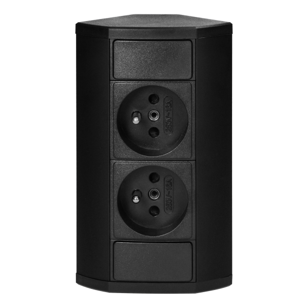 Furniture socket 2x2P+E, black