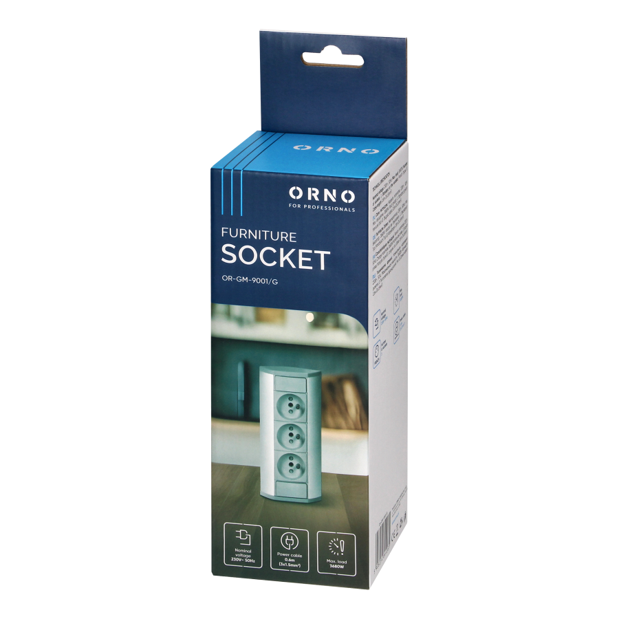 Furniture socket 3x2P+E, silver