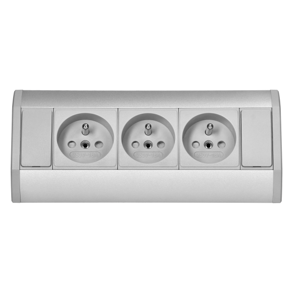 Furniture socket 3x2P+E, silver