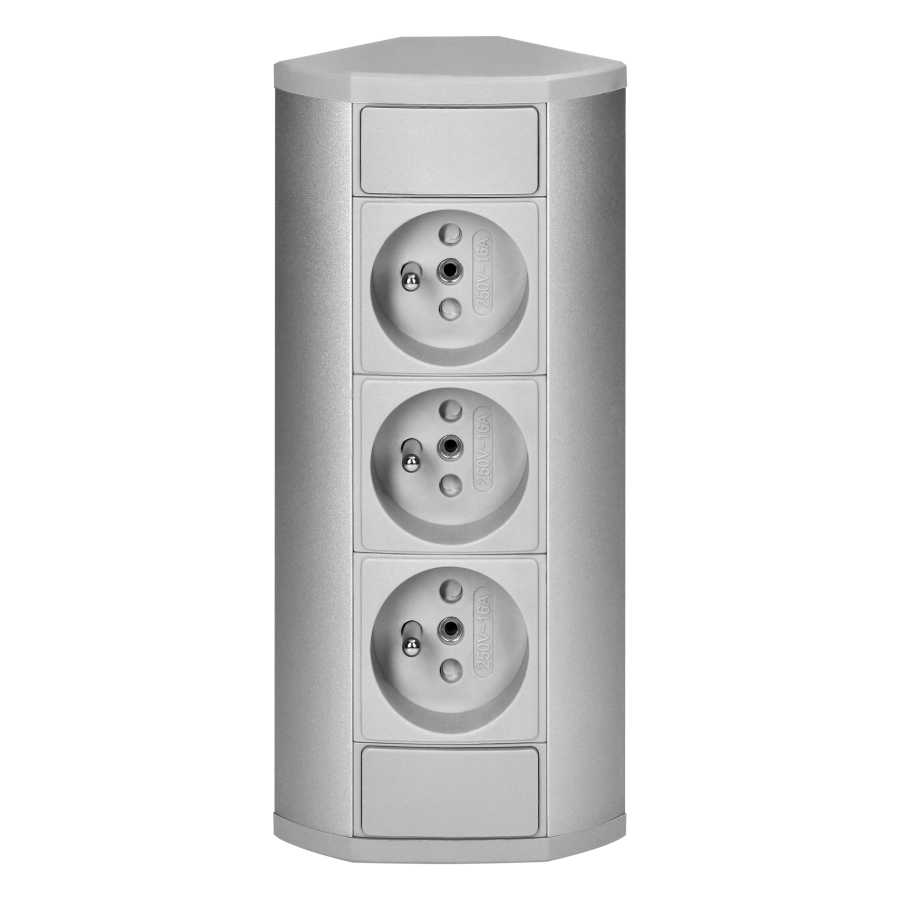 Furniture socket 3x2P+E, silver