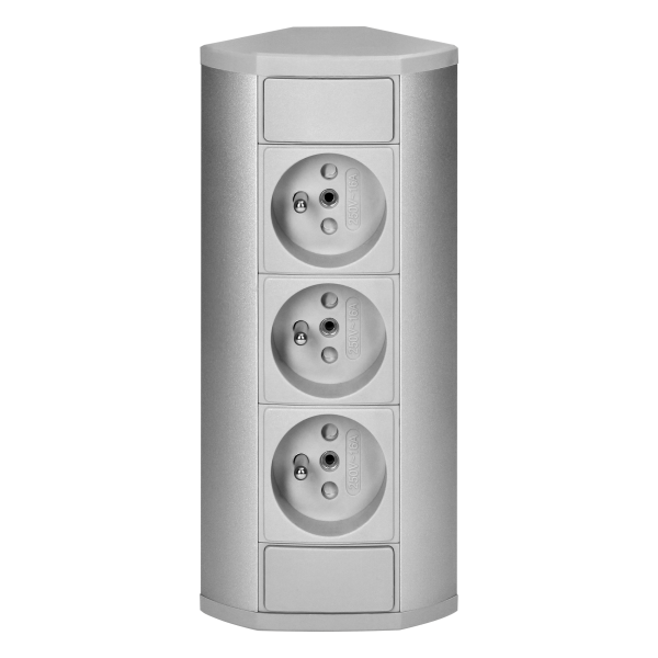 Furniture socket 3x2P+E, silver